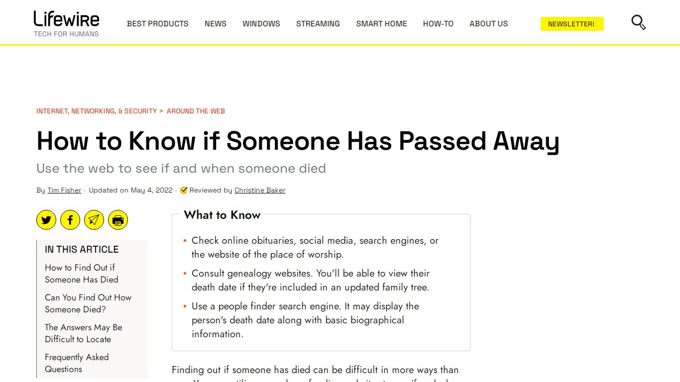 How to Know if Someone Has Passed Away - Lifewire
